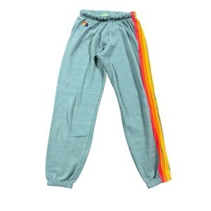Aviator Nation Teal Rainbow Stripe Sweatpants Women’s M Joggers